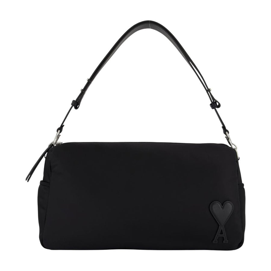 Ami Paris Shoulder Bag — Black Nylon
