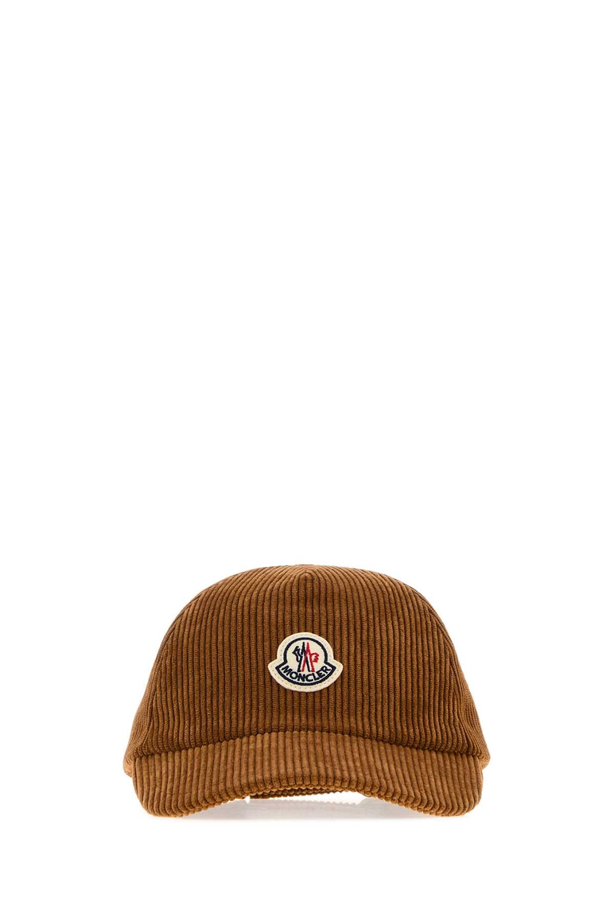 Moncler Baseball Stretch Corduroy Cap — Caramel Caps