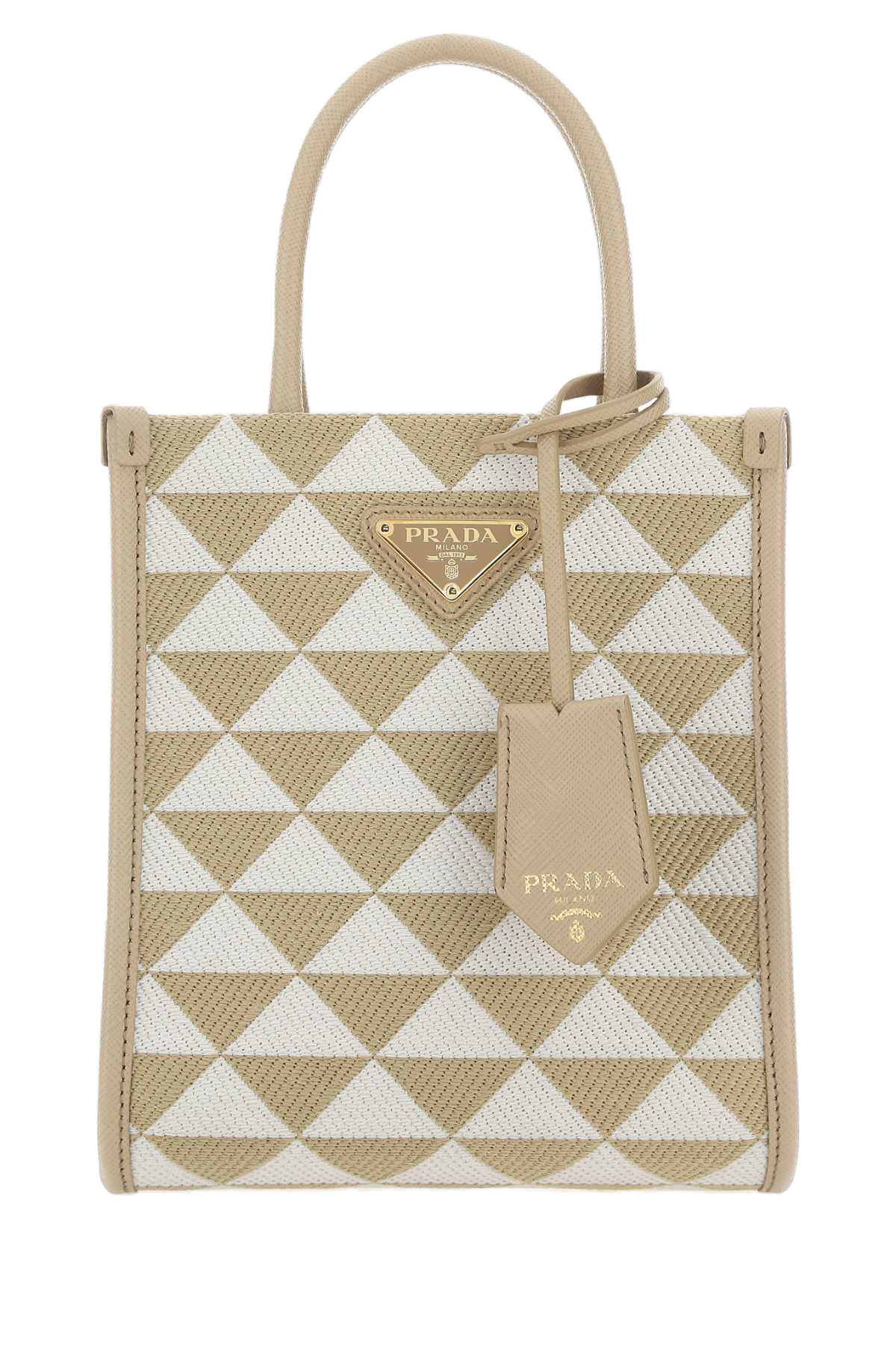 Prada Symbole Top Handle Bag — Beige