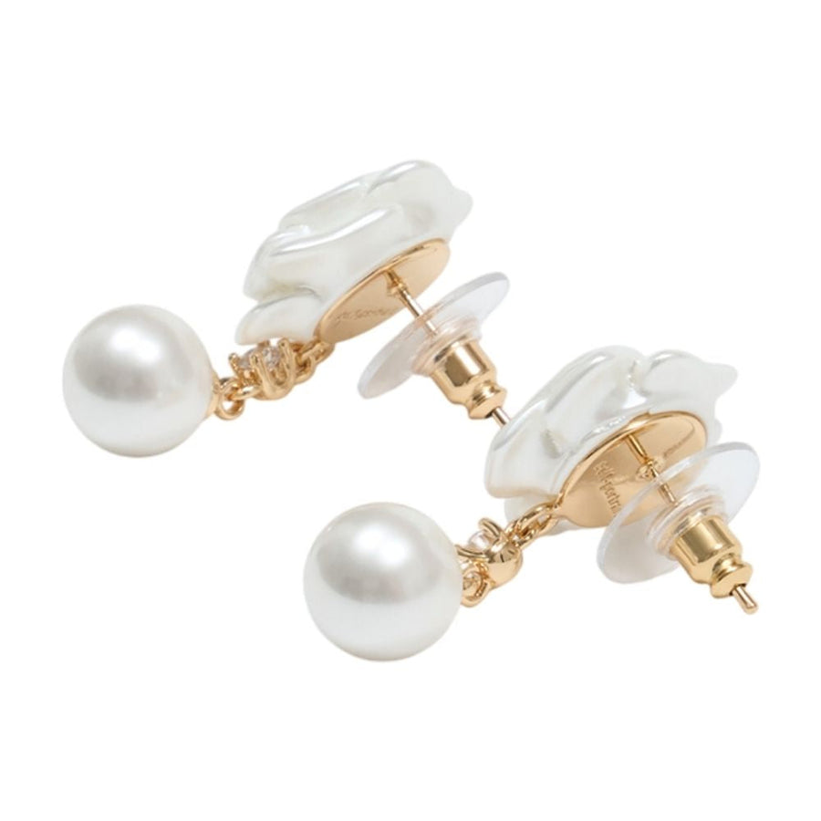 Self-Portrait Pearl Flower Earrings — White Synthetic