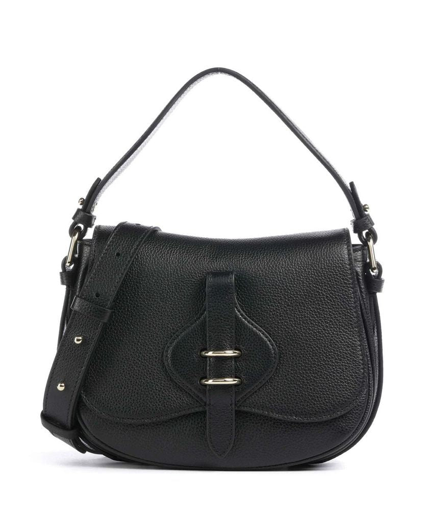 Coccinelle Mavery Shoulder Bag — Black Micro Grainy Leather