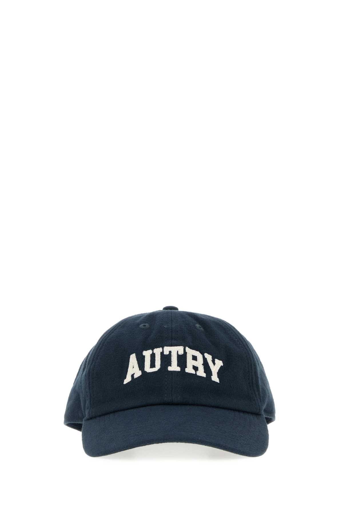 Autry Caps Logo-Embroidered Cotton Baseball Cap — Navy Exterior