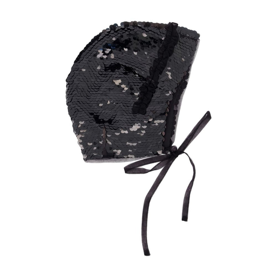Simone Rocha 1053 Sequin Frill Beanie — Black Synthetic Beanies