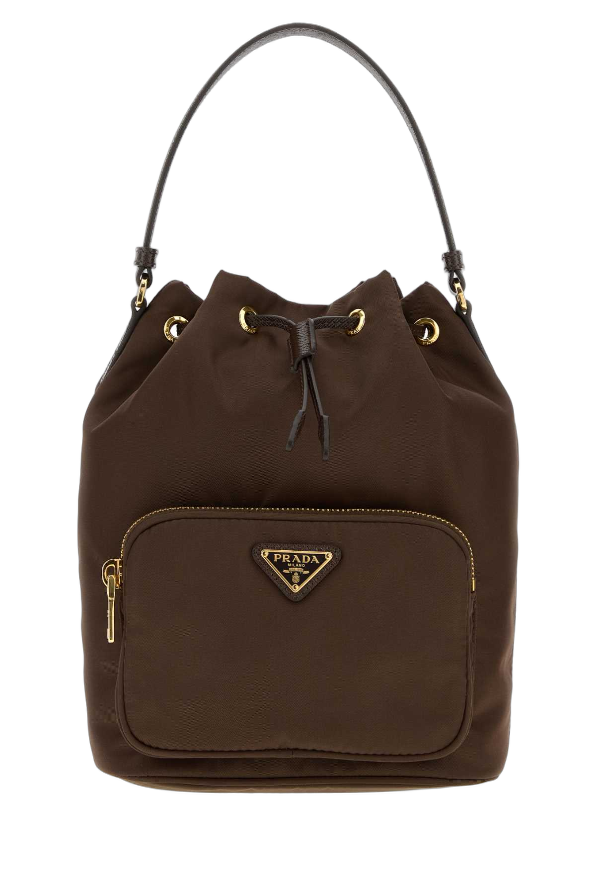 Prada Duet Bucket Bag — Brown