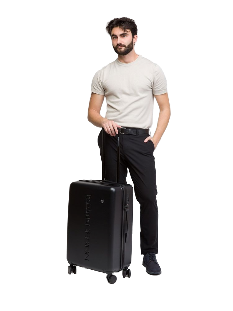 Momo Design Travel Trolley — Black Metallic Fiber Hand Bags