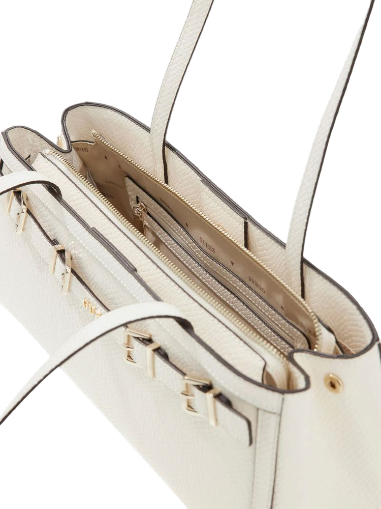 Guess Structured Polyurethane Shoulder Bag — White