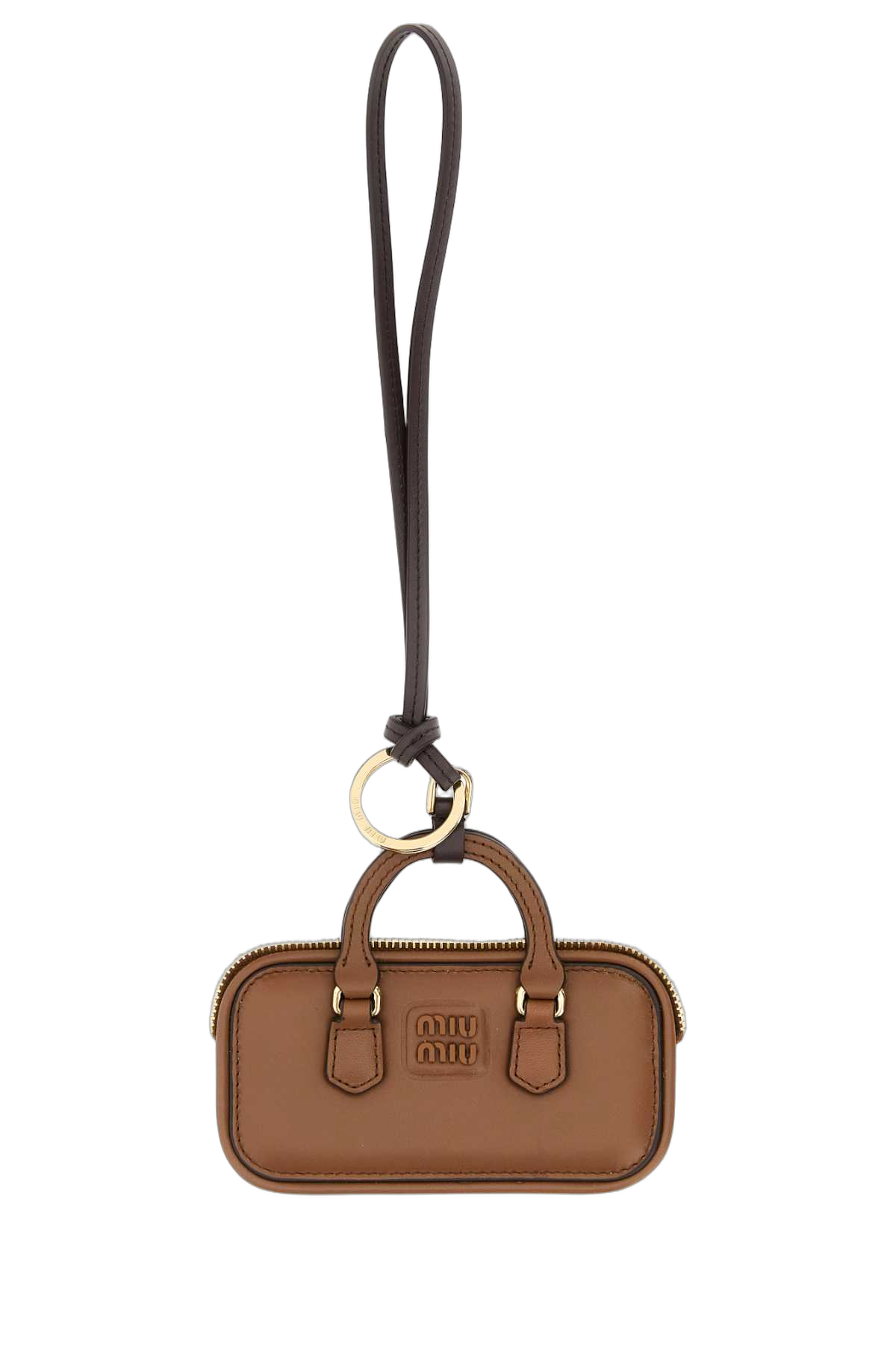 Miu Miu Leather Key Case — Brown Keychains