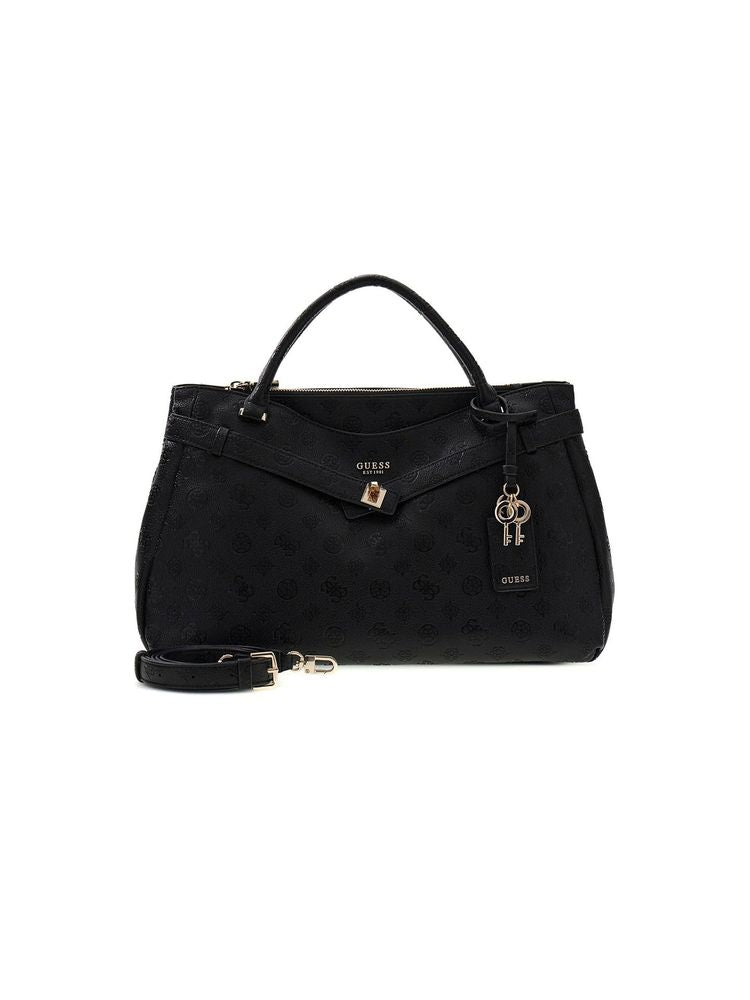 Guess Ella Top Handle Bag — Black Polyurethane