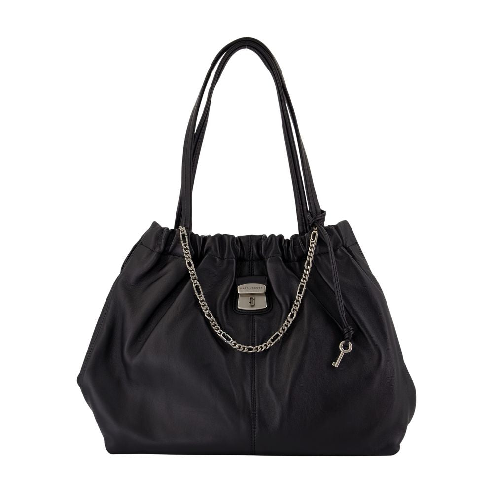 Marc Jacobs Gathered Shoulder Bag — Black Lambskin