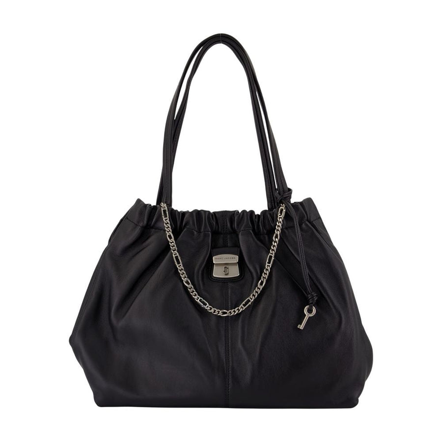 Marc Jacobs Gathered Shoulder Bag — Black Lambskin