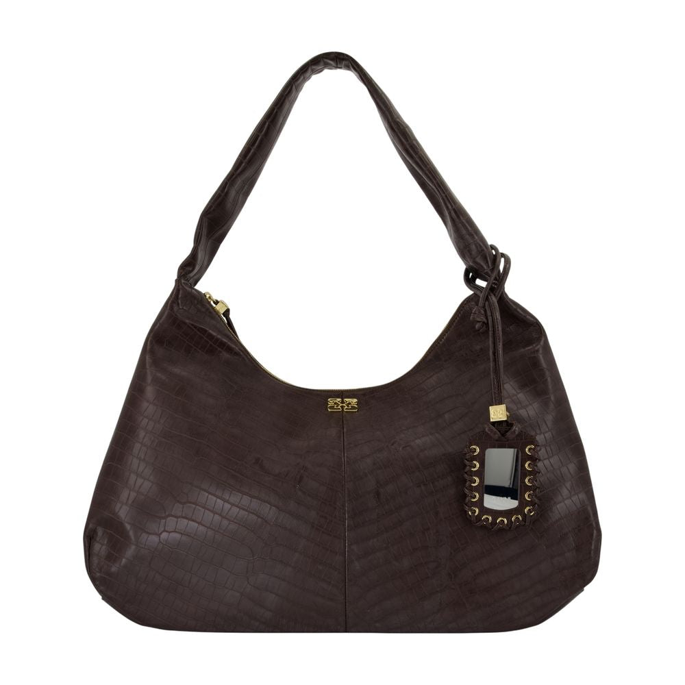 Ganni Bou Xxl Shoulder Bag — Brown Calfskin