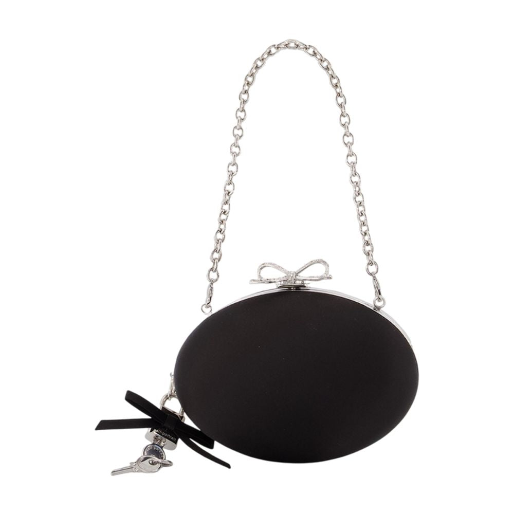 Self-Portrait Oval Synthetic Clutch — Black