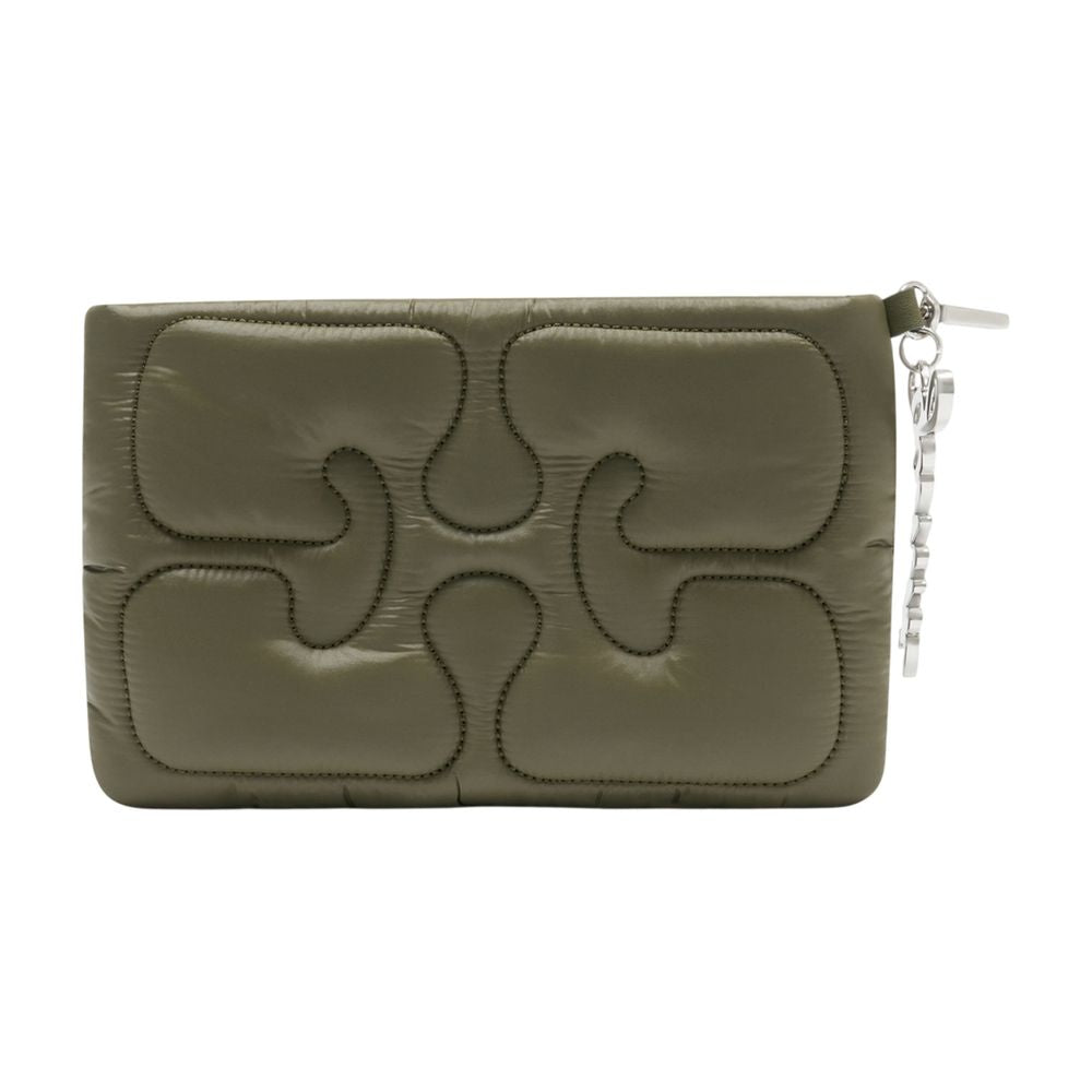 Ganni Quilted Synthetic Clutch — Green