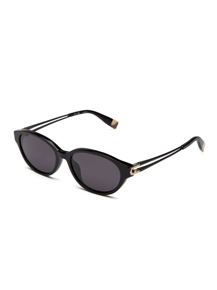 Furla Sfub31 Oval Acetate Frame Sunglasses — Black Combined