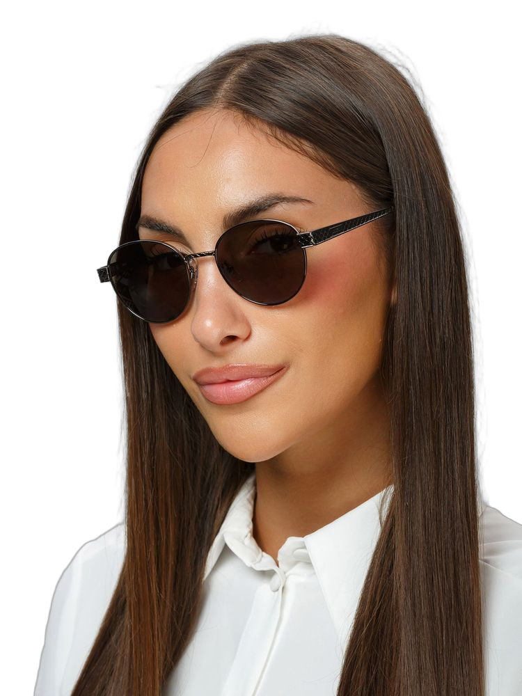 Just Cavalli Sjc181 Smoke Gradient Round Sunglasses — Black Metal
