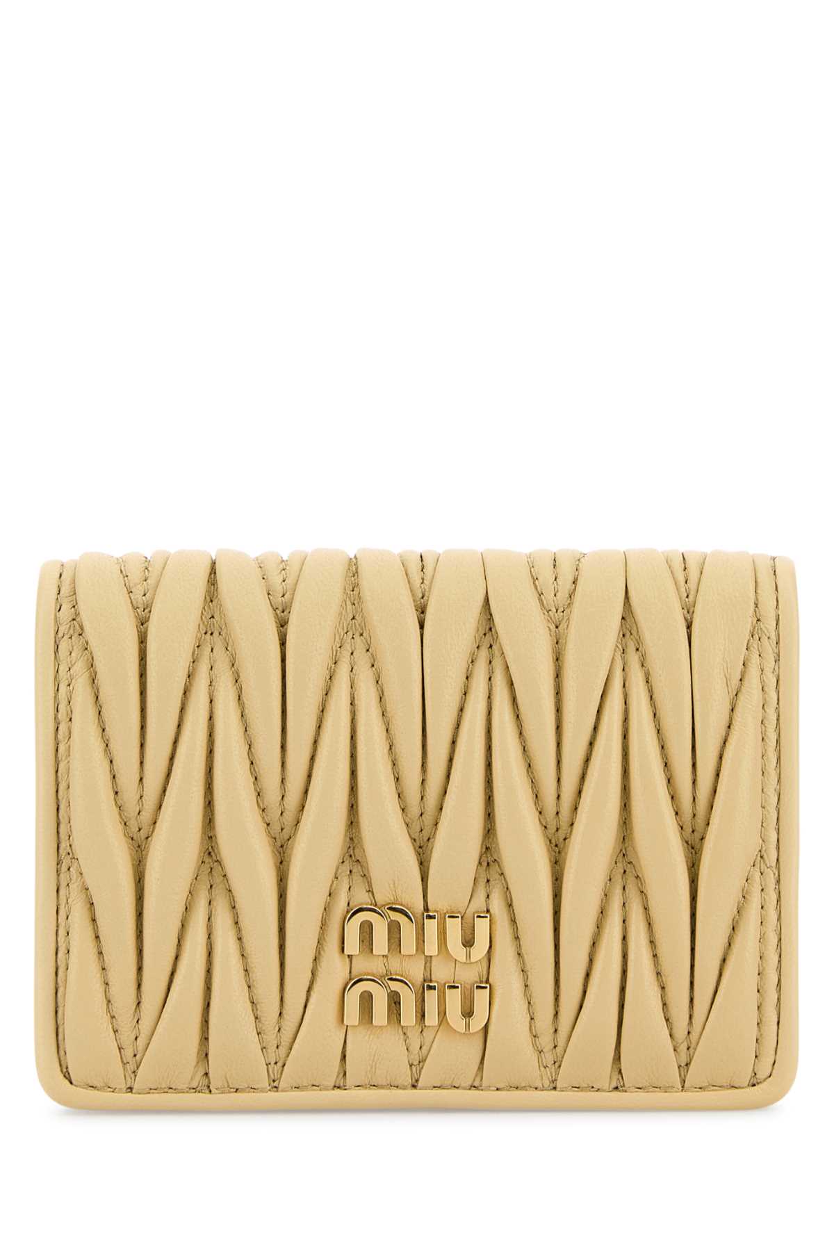 Miu Miu Matelassé Nappa Leather Card Case — Yellow Wallet