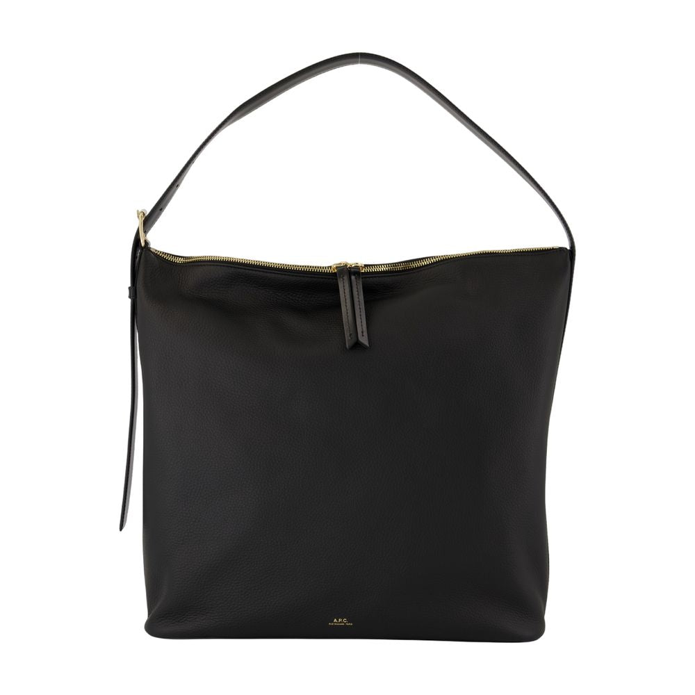 A.p.c. Vera Maxi Shoulder Bag — Black Cowhide
