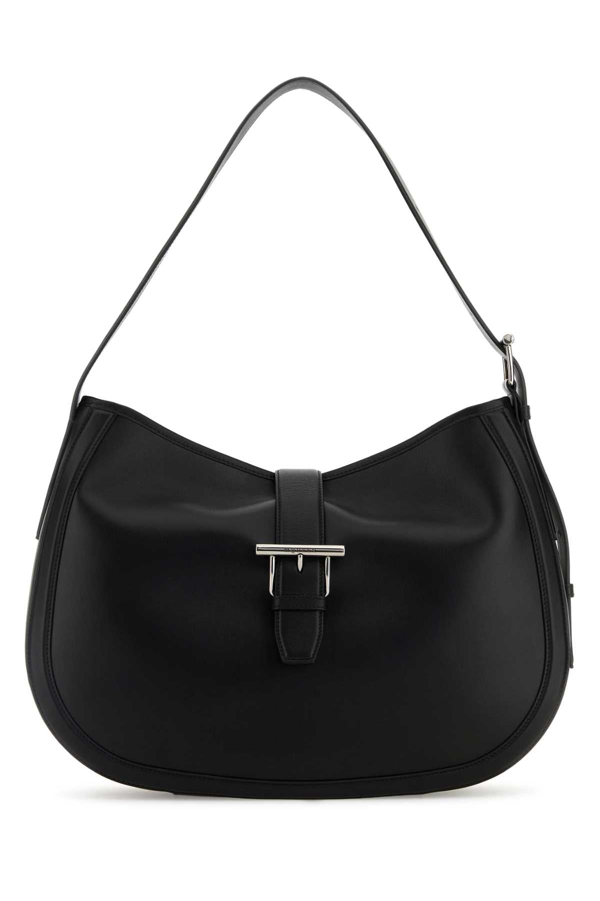 Alexander Mcqueen Curved Calf Leather Shoulder Bag — Black
