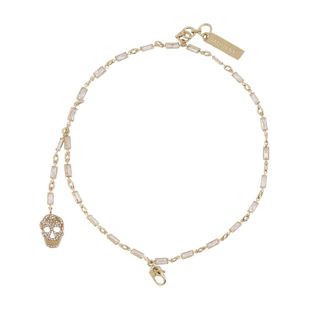 Alexander Mcqueen Pavé Skull Bracelet — Gold Metal Bracelets