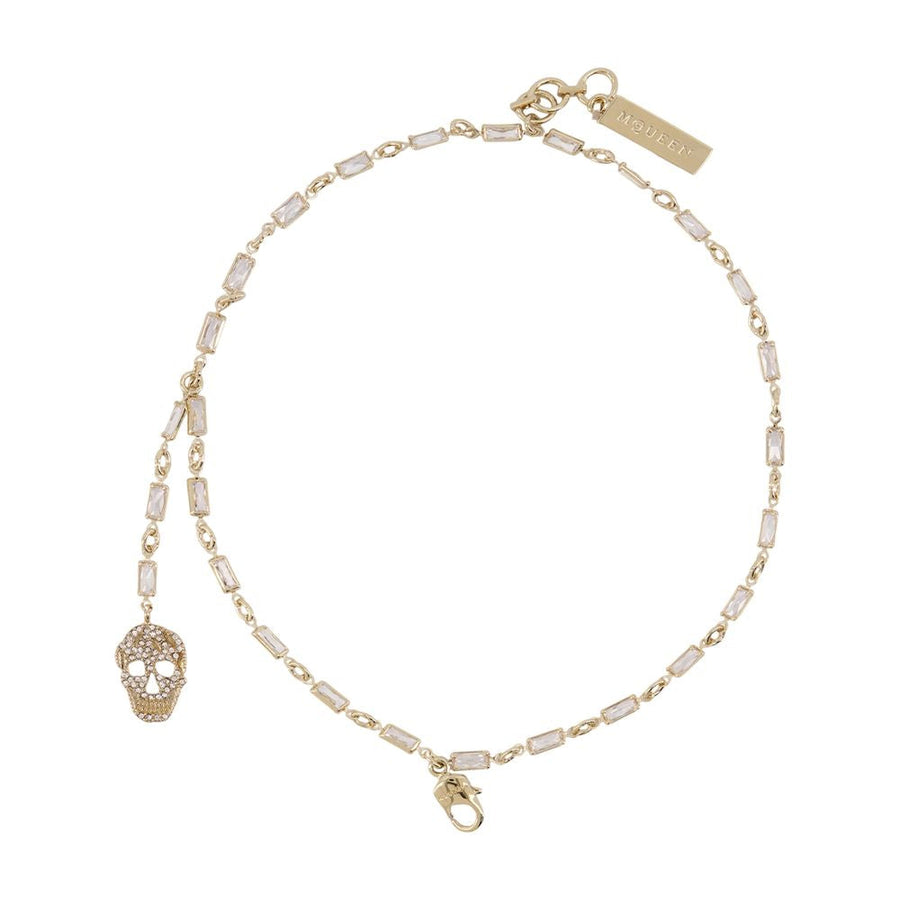 Alexander Mcqueen Pavé Skull Bracelet — Gold Metal Bracelets