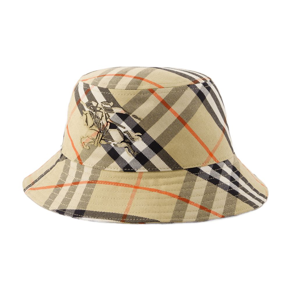 Burberry 8085726 Bias Check Bucket Hat — Beige Synthetic