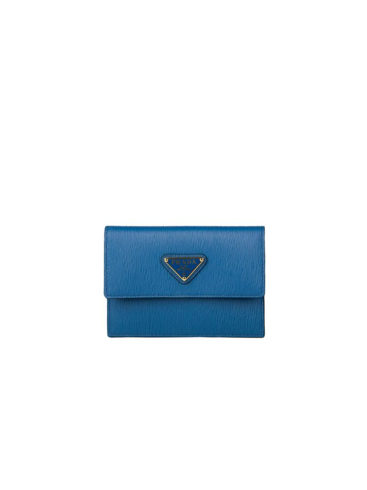 Prada Saffiano Leather Wallet — Blue