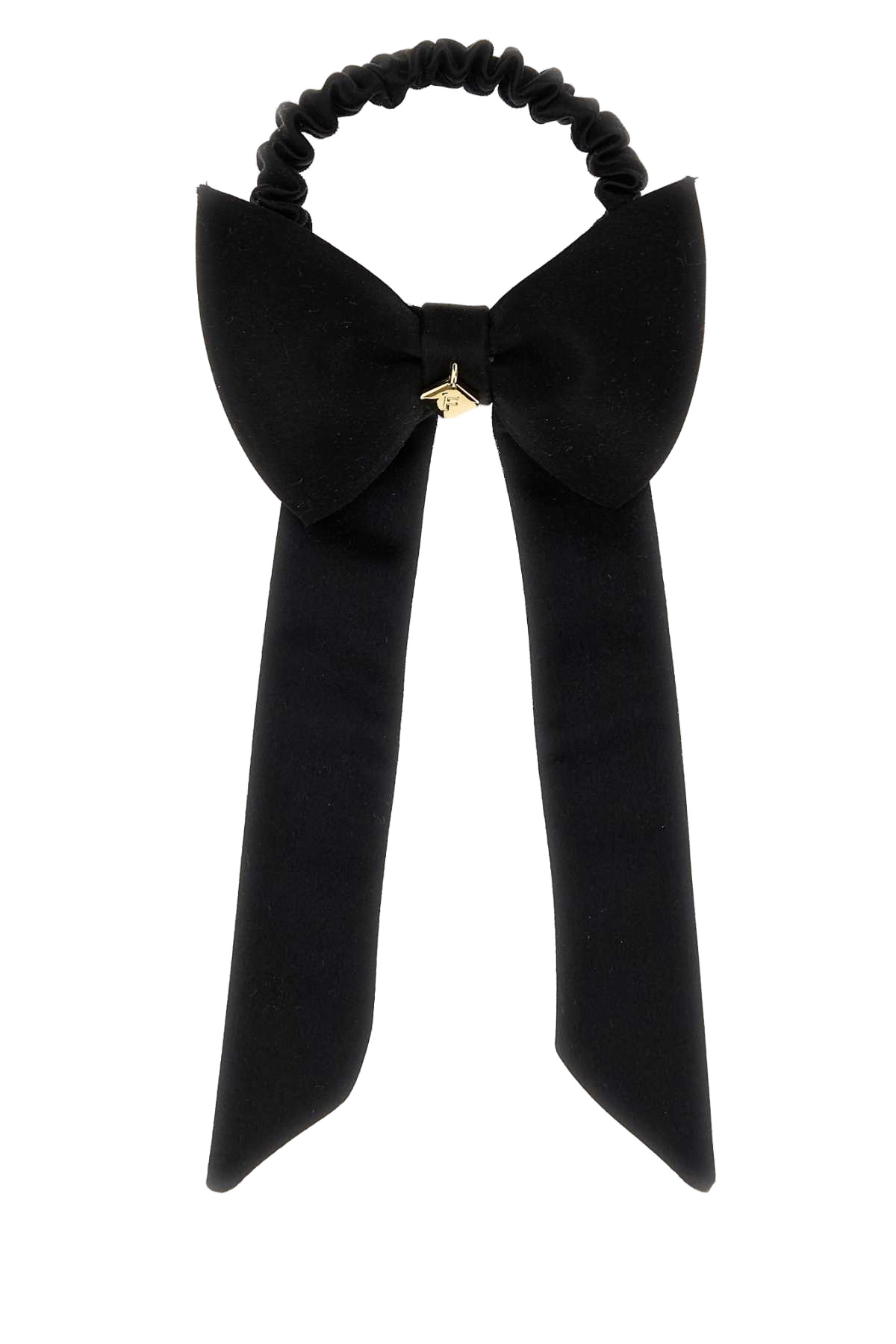 Ferragamo Fabric With Golden-Metal Charm Bow Tie — Black Ties