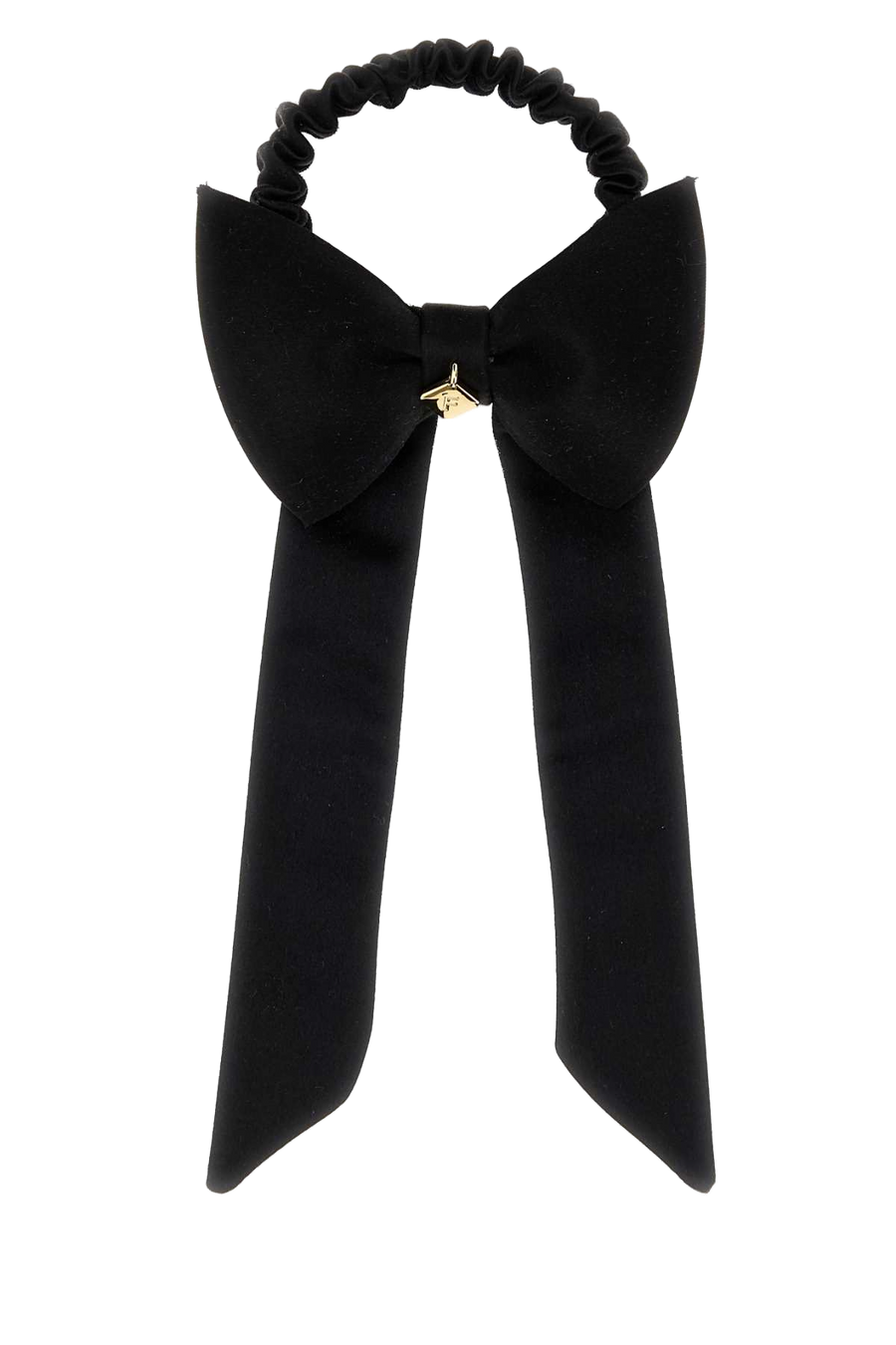 Ferragamo Fabric With Golden-Metal Charm Bow Tie — Black Ties