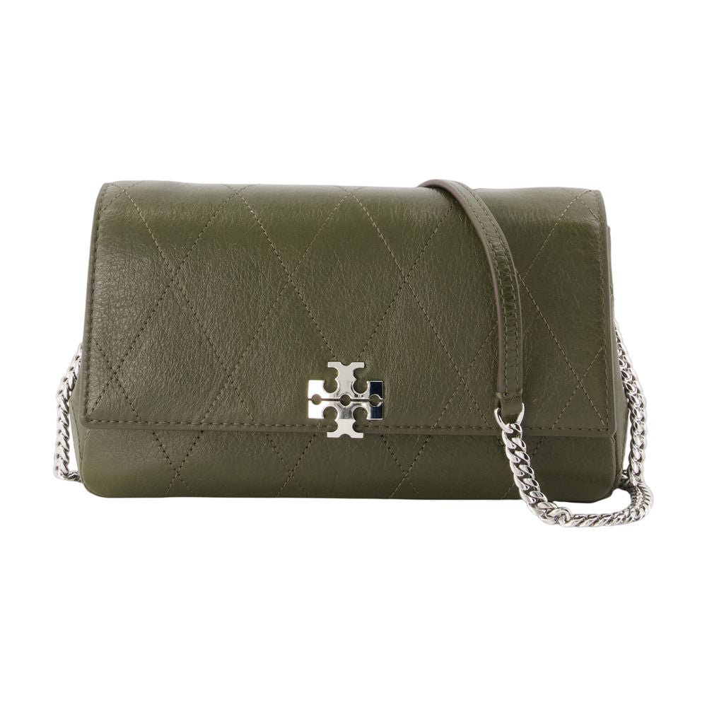 Tory Burch Charlie Wallet — Green Calfskin