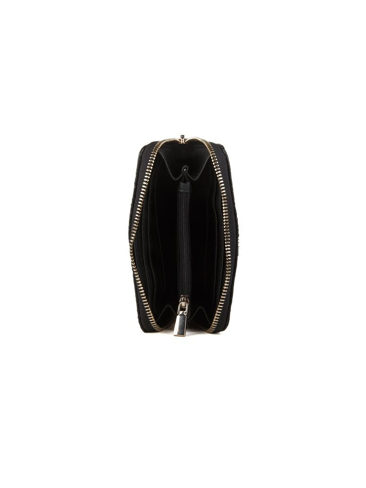 Guess Logo-Print Polyurethane Wallet — Black