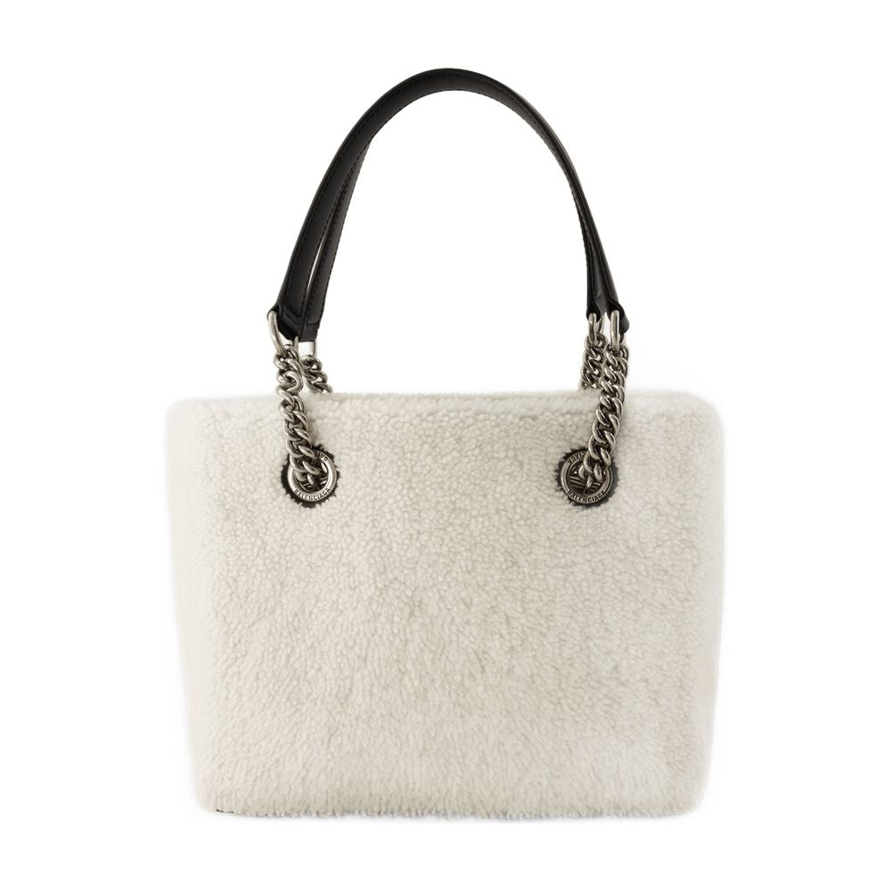 Balenciaga Faux Fur Textured Shoulder Bag — Beige Fake_fur