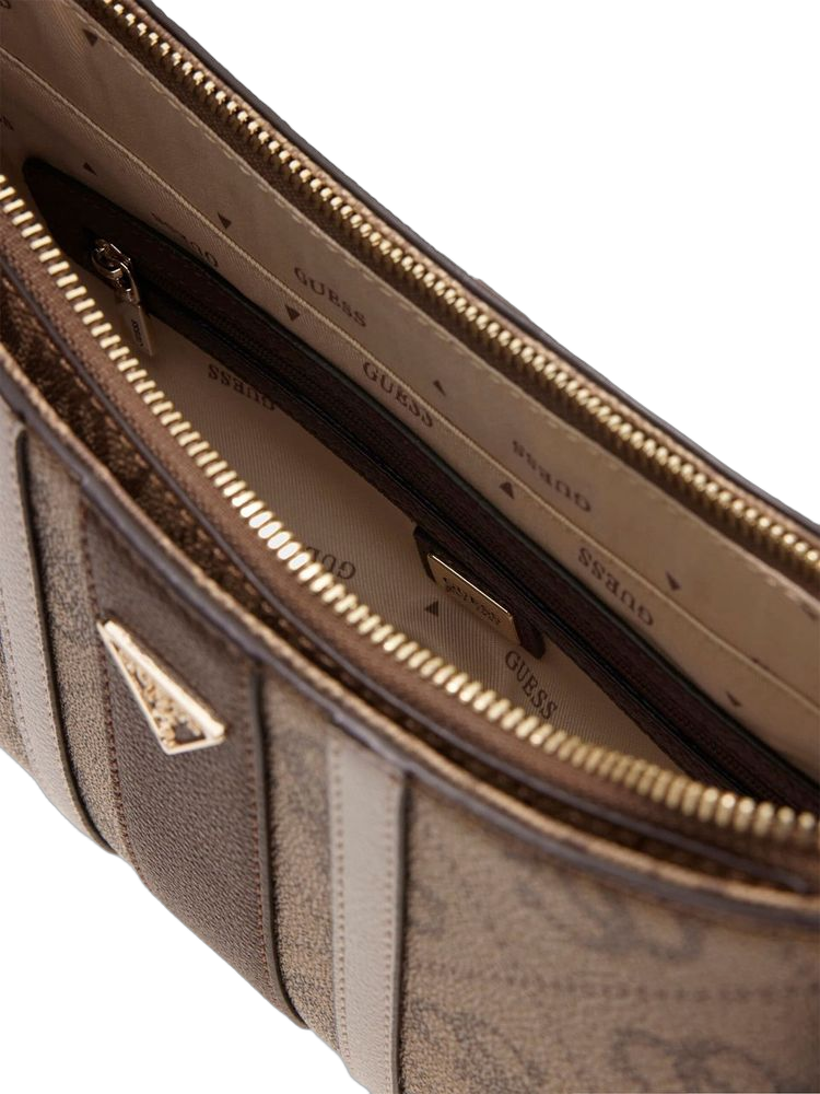 Guess Logo-Print Polyurethane Crossbody Bag — Beige