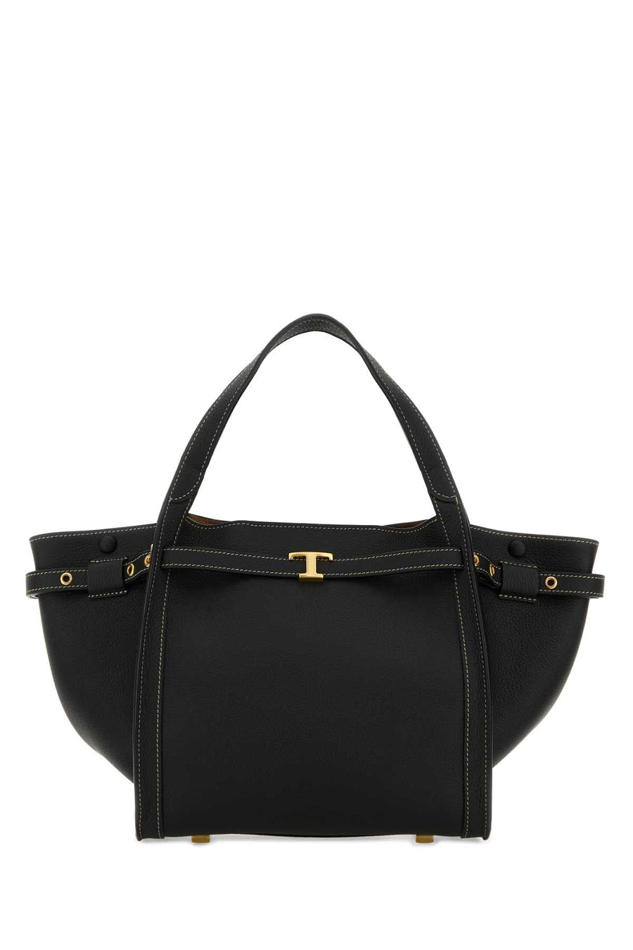 Tods Leather Top Handle Shoulder Bag — Black