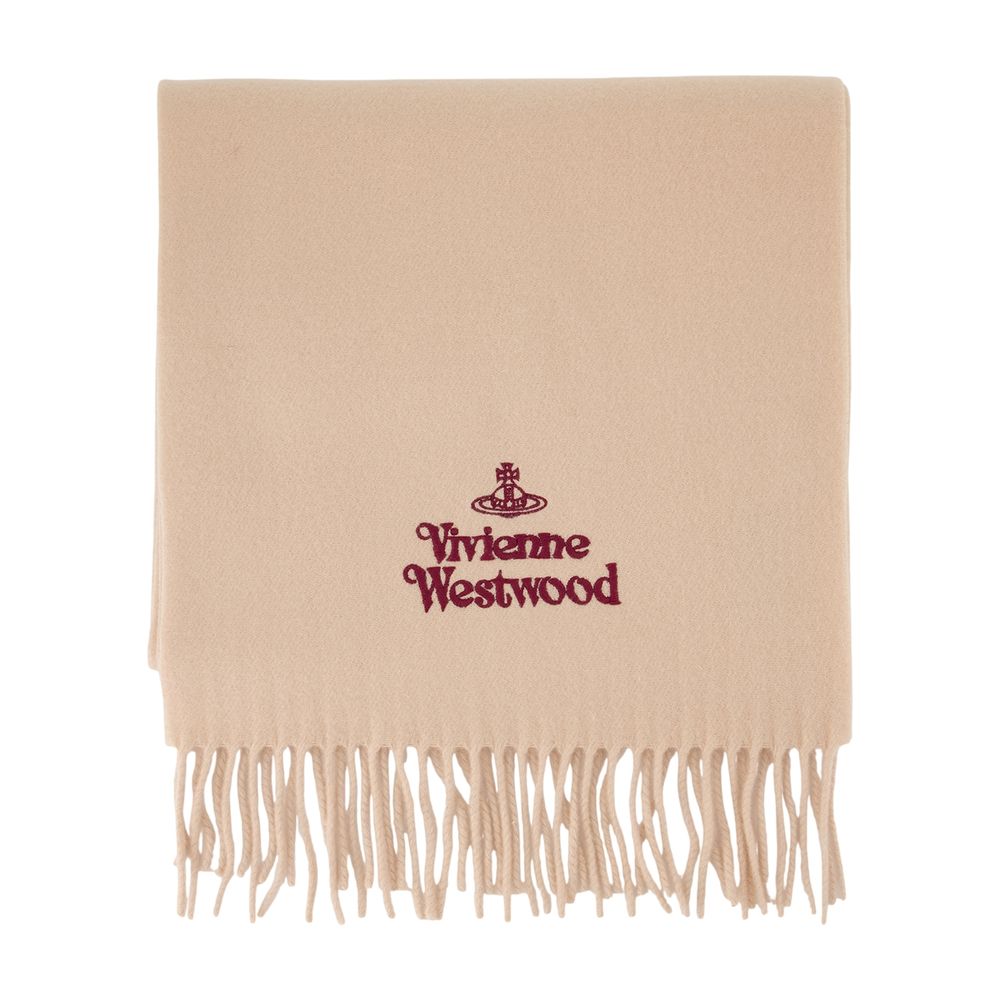 Vivienne Westwood Wool Fringed Scarf — Beige Scarfs