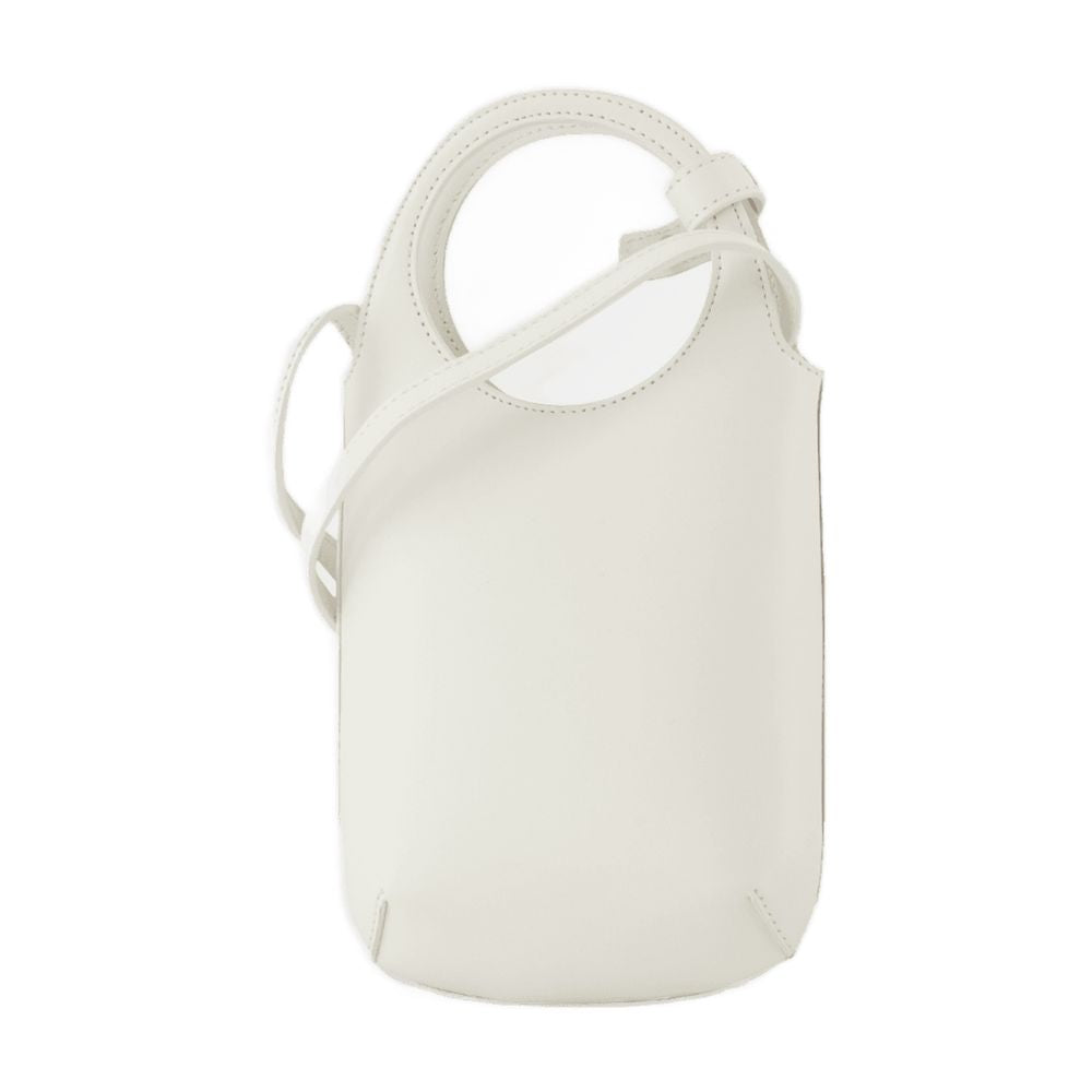 Courrèges Calfskin Leather Bucket Bag — White