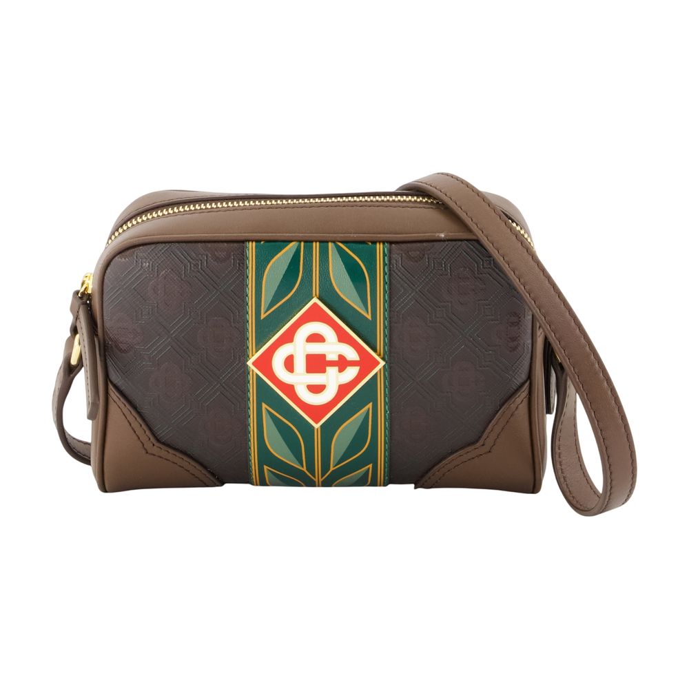 Casablanca Canvas Monogram Crossbody Bag — Brown