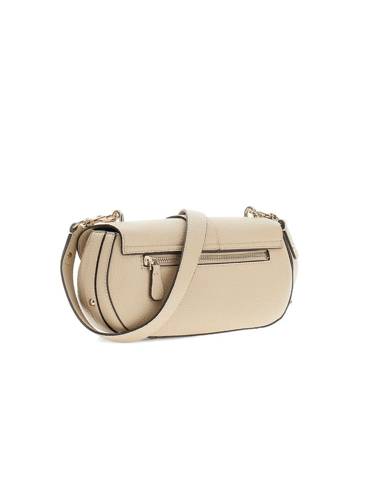 Guess Jessa Flap Crossbody Bag — Beige Polyurethane