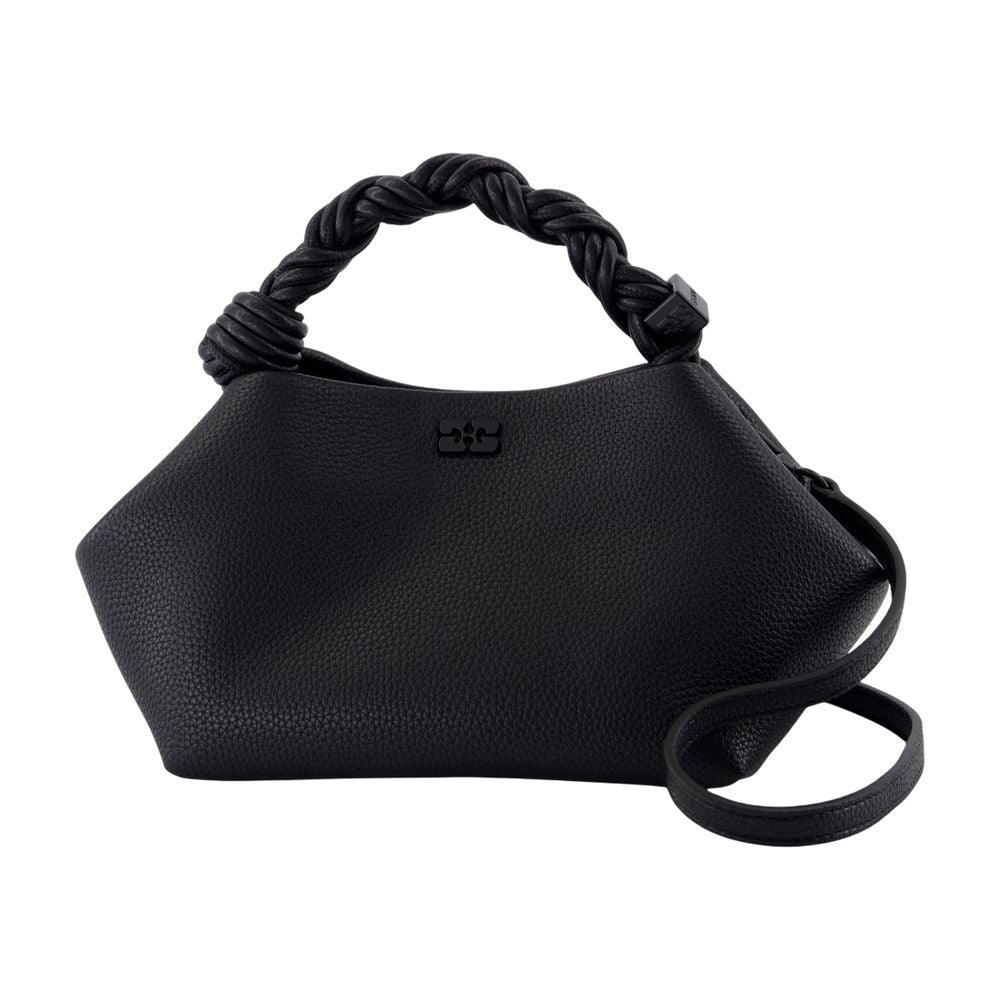 Ganni Grained Leather Shoulder Bag — Black Synthetic