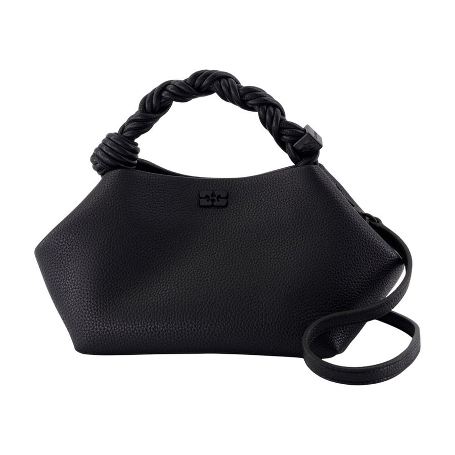 Ganni Grained Leather Shoulder Bag — Black Synthetic