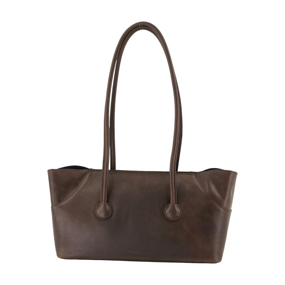 Marge Sherwood Boat Large Shoulder Bag — Brown Cowhide