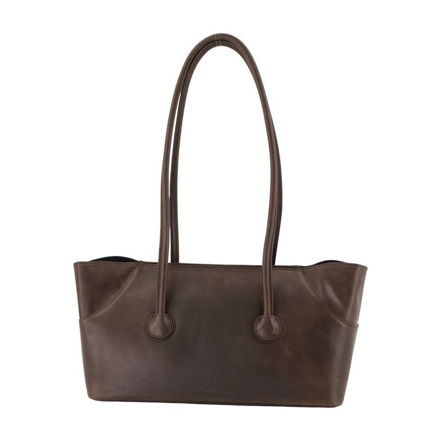 Marge Sherwood Boat Large Shoulder Bag — Brown Cowhide