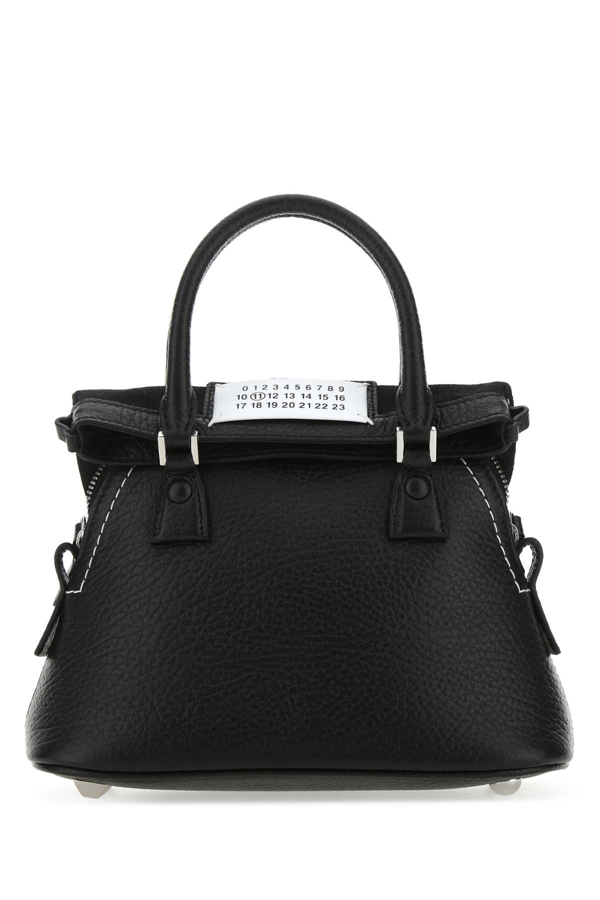 Maison Margiela Pebbled Leather Top Handle Bag — Black