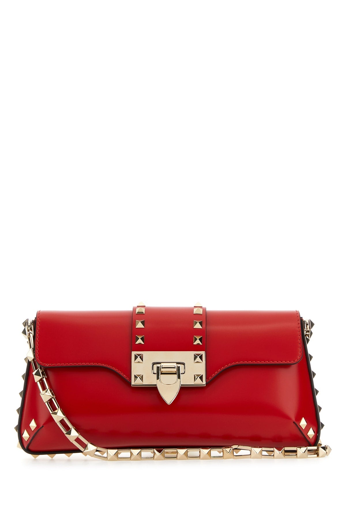 Valentino Garavani Studded Calf Leather Shoulder Bag — Red - Bos Taurus