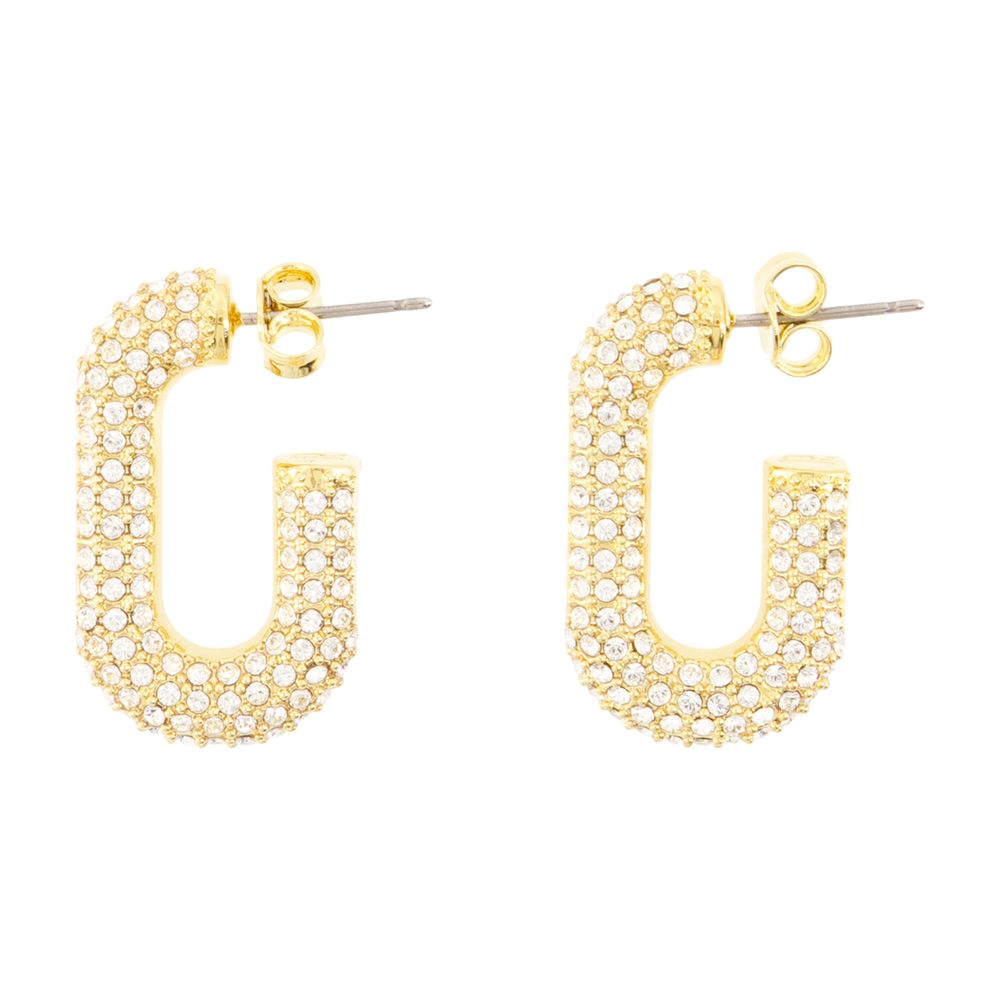 Rabanne Crystal Paved Earrings — Gold Metal