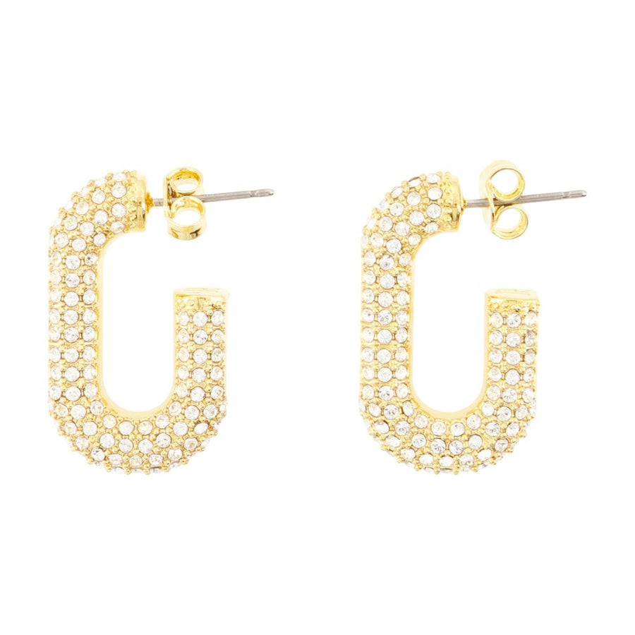 Rabanne Crystal Paved Earrings — Gold Metal