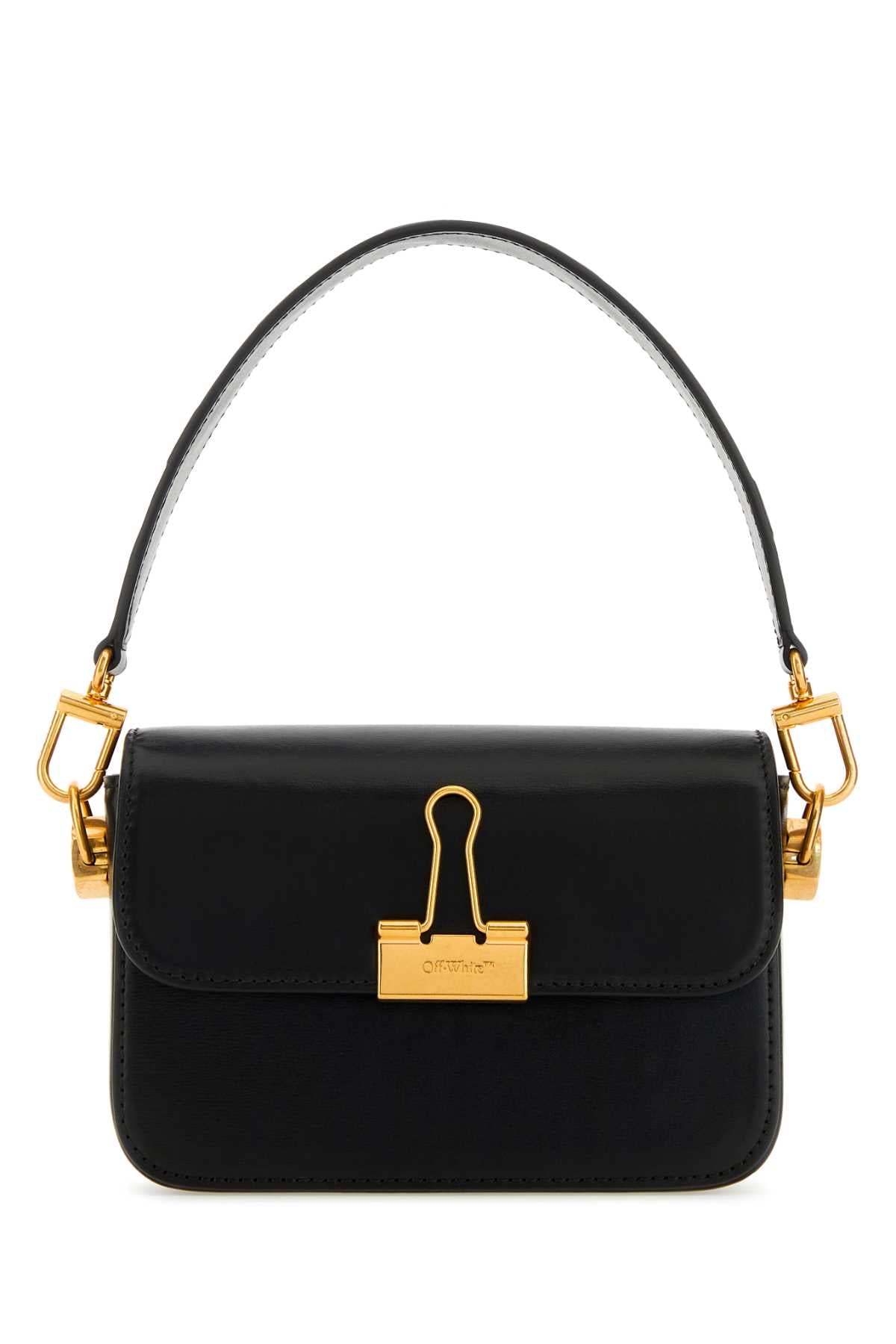 Off-White Antiqued Gold Hardware Shoulder Bag — Black