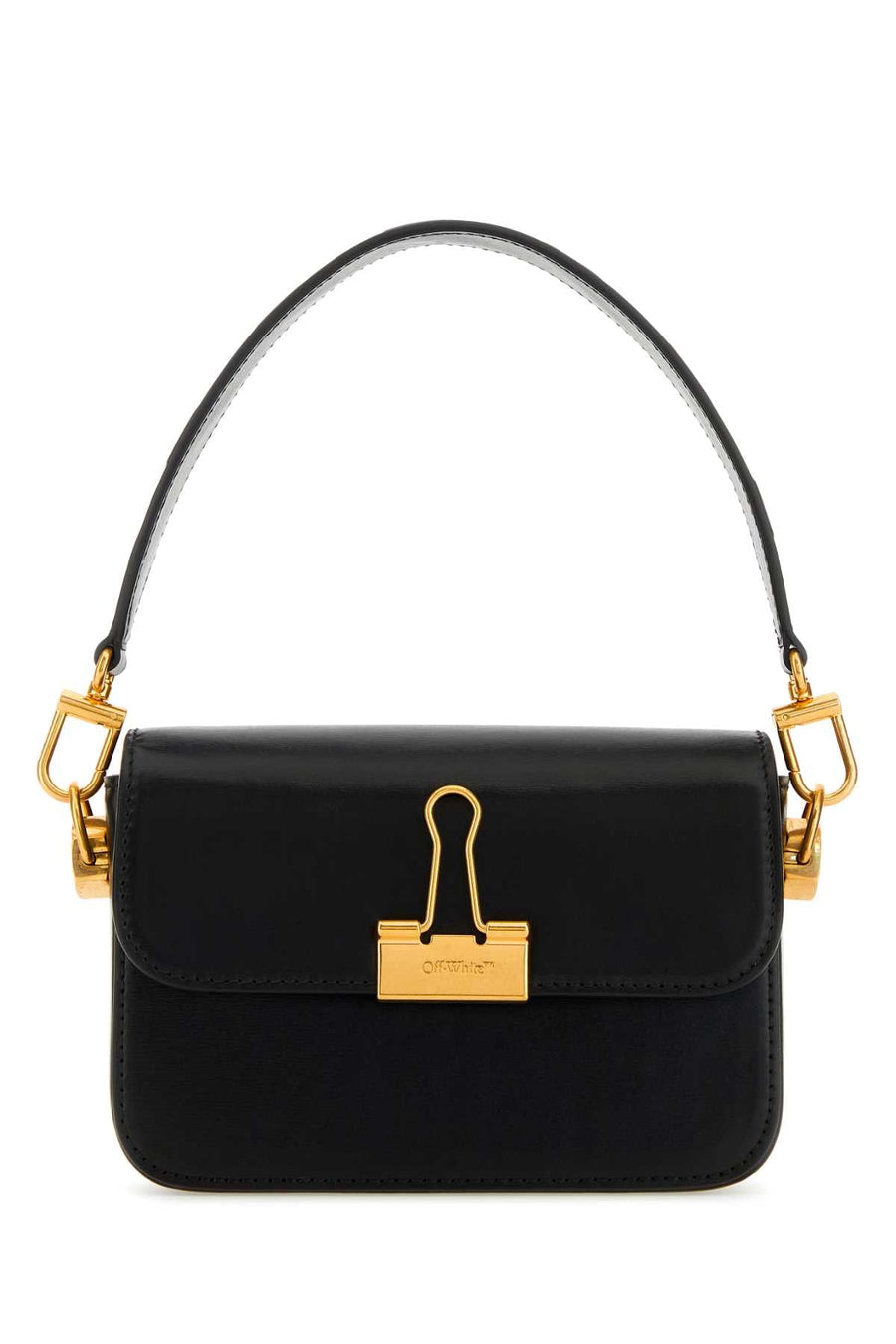 Off-White Antiqued Gold Hardware Shoulder Bag — Black