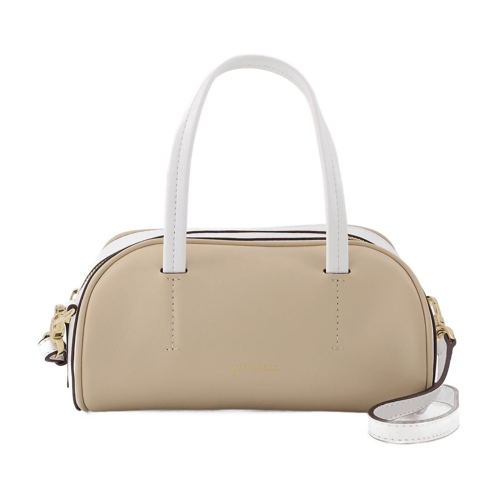 Manu Atelier Hourglass Shoulder Bag — Beige Leather