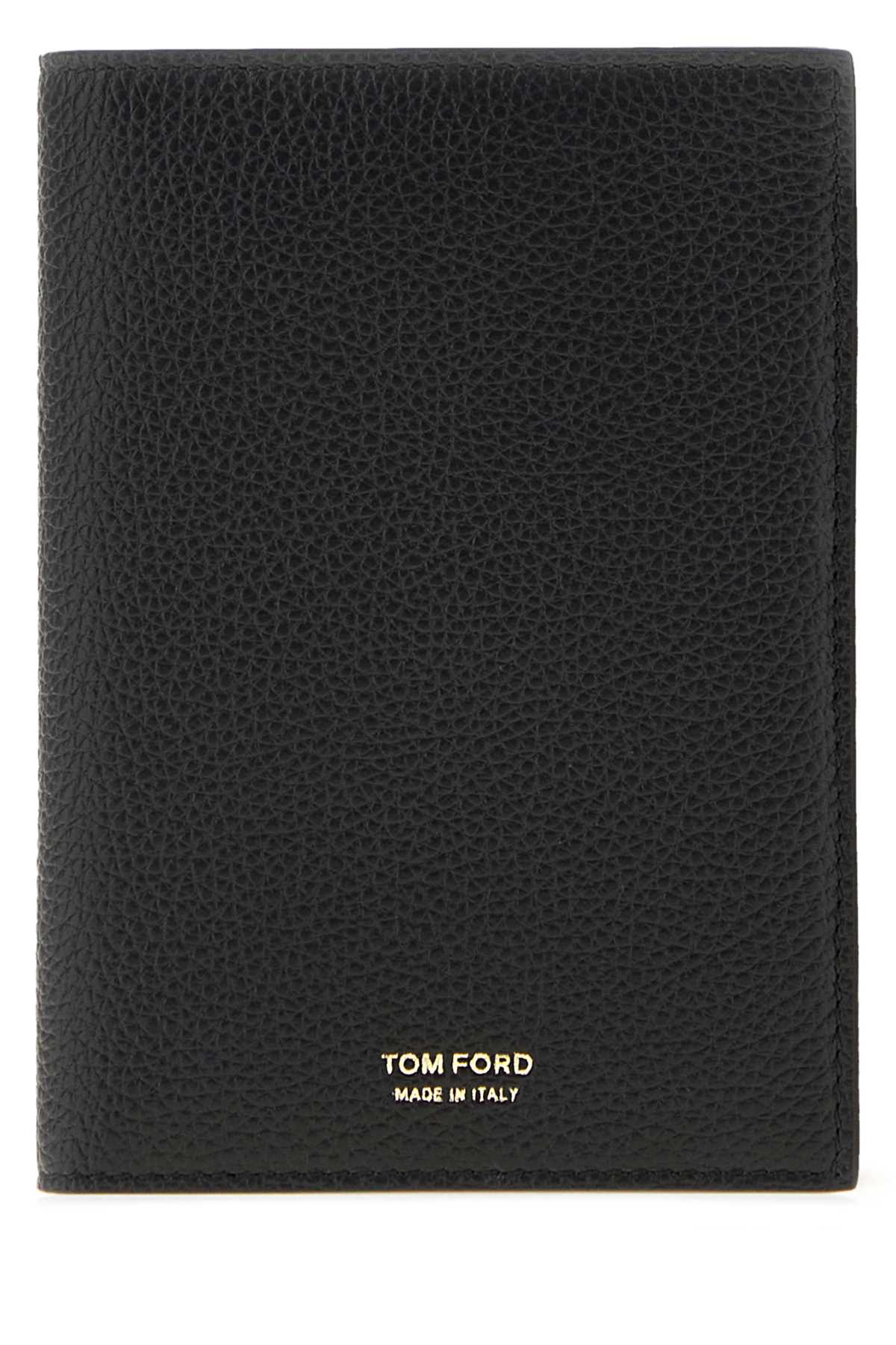 Tom Ford Soft Grain Leather Passport Wallet — Black Exterior