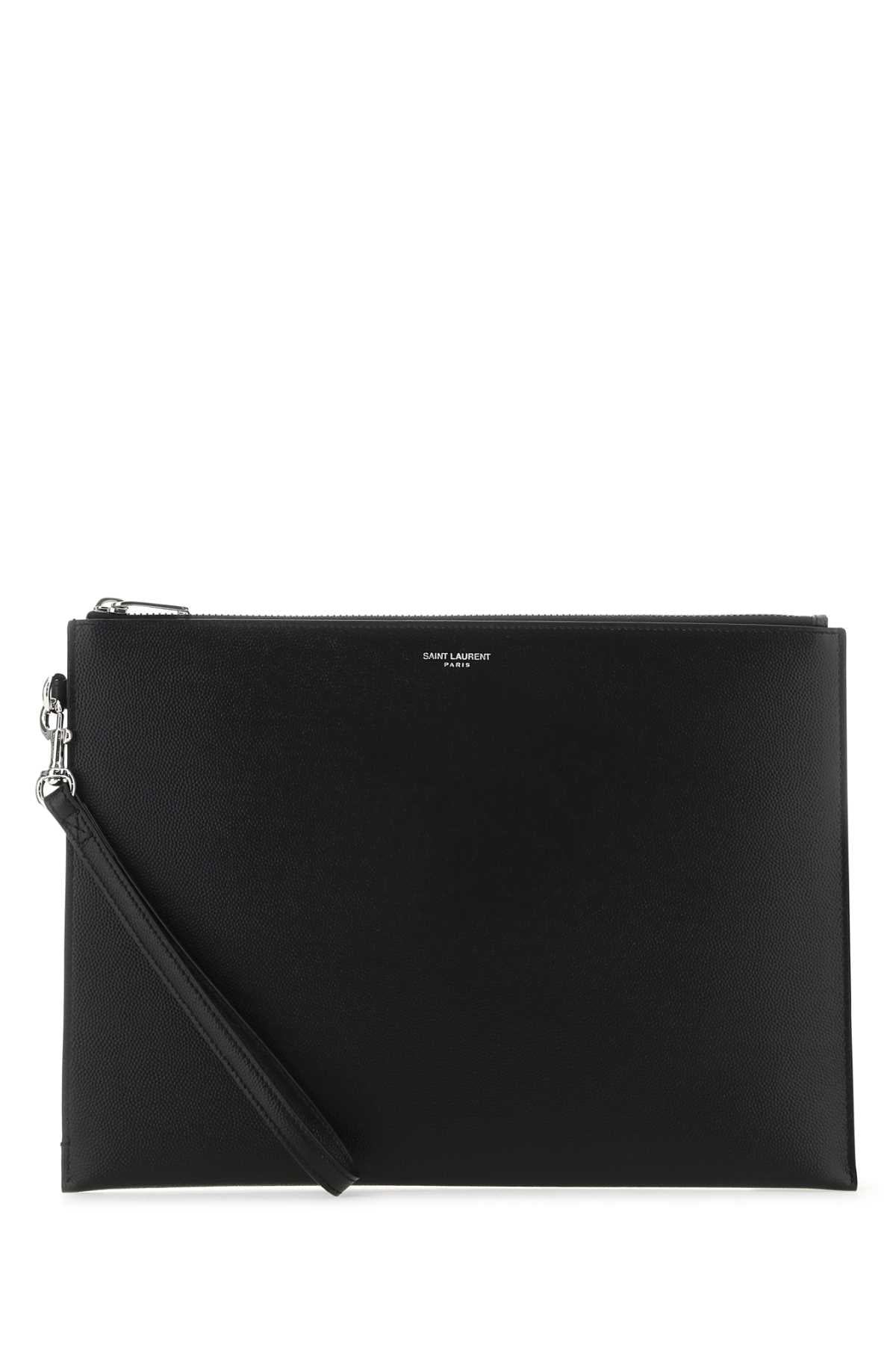 Saint Laurent Leather Zip Pouch Card Case — Black Cases